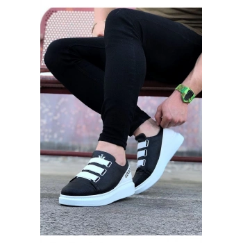 Siyah Beyaz Kalın Taban Casual Erkek Ayakkabı