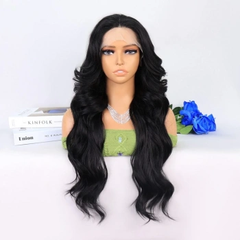 Siyah Dalgalı Uzun Boy Tül Peruk