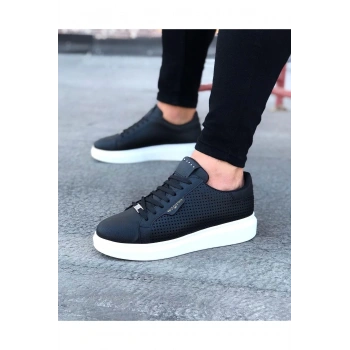 Siyah Delikli Erkek Yüksek Taban Ayakkabı