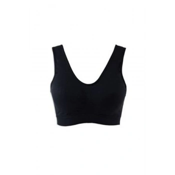 Siyah Dikişsiz Kadın Pedli Sütyen Korse
