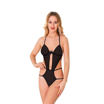 Siyah Lcralı Tül Bodysuit