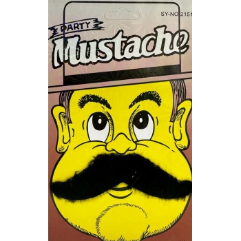 Siyah Renk Gerçekçi Görünümlü Yapışkanlı Pala Bıyık Takma Tüylü Ülkücü Bıyığı Model 6