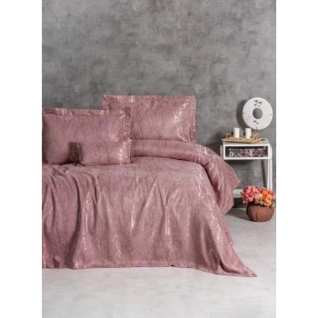 Smart Çift Kişilik Yatak Örtüsü Dalya Gül Kurusu