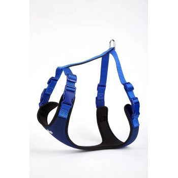 Softlu Siyah Köpek Bel Tasması 60/85 cm Mavi