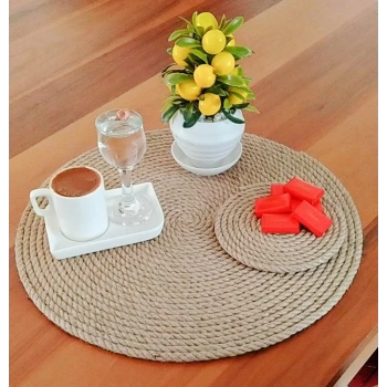 Supla - Hasır İp Halat Supla Takımı Amerikan Servis 2 Parça Takım