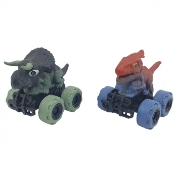 Sürtmeli Dinazor Arabalar 2li -  cm - Triceratops & Parasaurolophus
