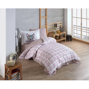 Tek Kişilik Poplin Nev Takımı Monart Pembe