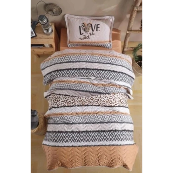 Tek Kişilik Yatak Örtüsü Afro v1 Somon