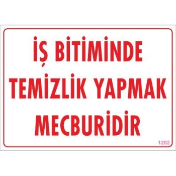 Temizlik Düzen Uyarı Levhası 25x35 KOD:1202