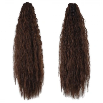 Tokalı Kabarık Dalgalı At Kuyruğu / Kahve Karamel