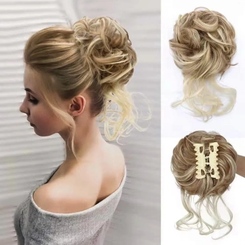 Tokalı Kuyruklu Dağınık Topuz  / Rus Kumralı Platin Röfleli