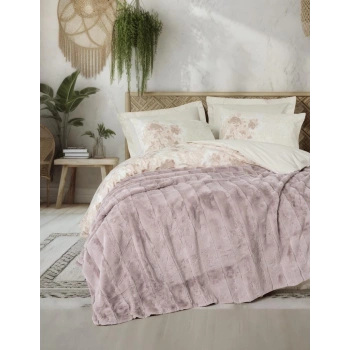 Trim Çift Kişilik Battaniyeli Nev Takımı Suave Pudra