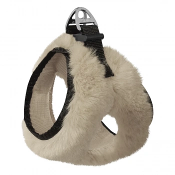 Üç Kilitli Peluş Kedi Köpek Göğüs Tasması 28-34 cm X-Small Krem