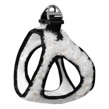 Üç Kilitli Simli Peluş Kedi Köpek Göğüs Tasması 20-24 cm XXX-Small Beyaz