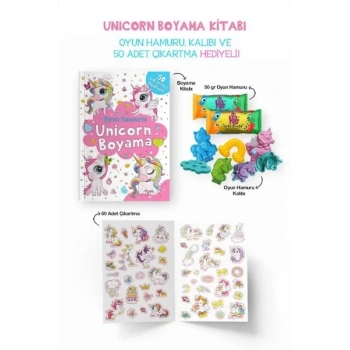 Unicorn Boyama Kitabı - Oyun Hamurlu - 3 Yaş