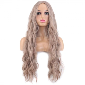 Uzun Su Dalgası Fiber Sentetik Peruk / Küllü Bebek Sarı