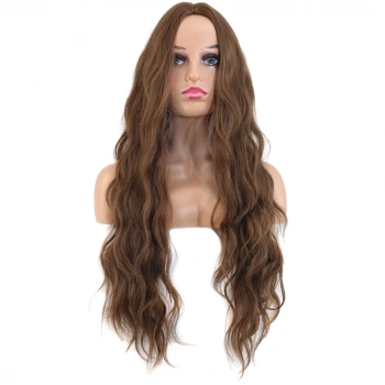 Uzun Su Dalgası Fiber Sentetik Peruk / Kumral
