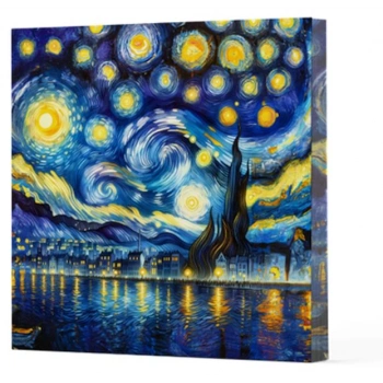 Van Gogh 7 Yıldızlı Gece - Çizgisiz Yan Boyamalı Defter