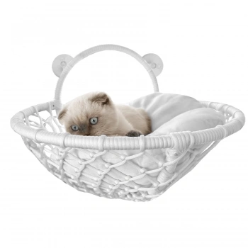 Vantuzlu Oval Kedi Hamağı Kedi Yatağı 17*46 cm Beyaz