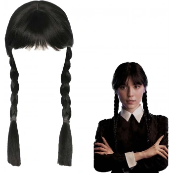 Wednesday Siyah Örgülü Peruk