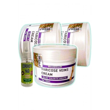 West & Month Varicose Veins Bakım Kremi 100 ml x 3 adet + Çörek Otu Yağı 30 ml