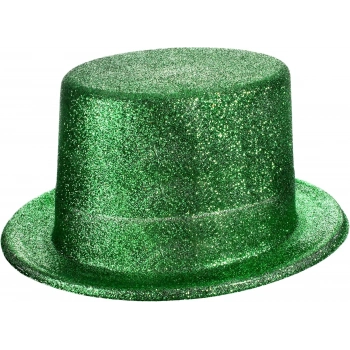 Yeşil Renk Parıltılı Simli Fötr Silindir Parti Şapkası