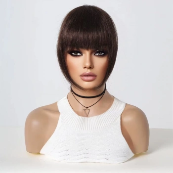 Yoğun Gerçek Saç Perçem / Koyu Kestane