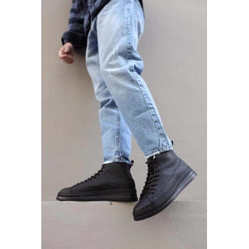 Yüksek Taban Ayakkabı C- Siyah (Siyah Taban)