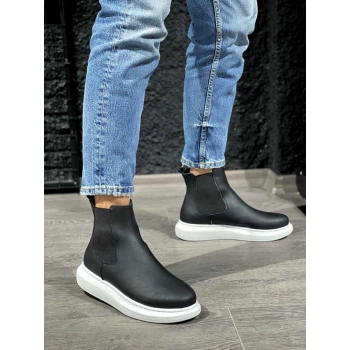 Yüksek Taban Ayakkabı  Siyah (Beyaz Taban)