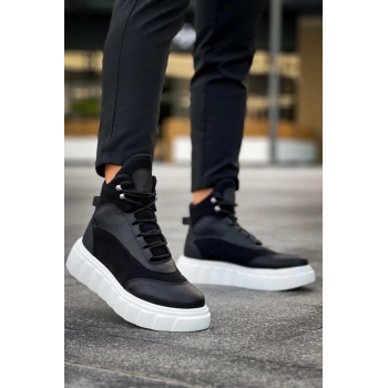 Yüksek Taban Bot  Siyah (Beyaz Taban)