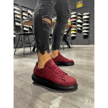 Yüksek Taban Günlük Ayakkabı  Bordo (Siyah Taban)