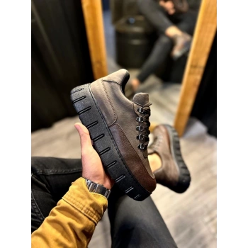 Yüksek Taban Günlük  Ayakkabı  Kahverengi (Siyah Taban)