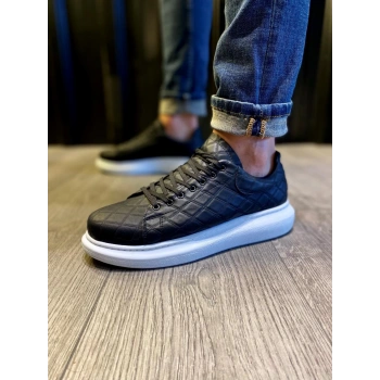 Yüksek Taban Günlük Ayakkabı  KAPİTONE Siyah (Beyaz Taban)