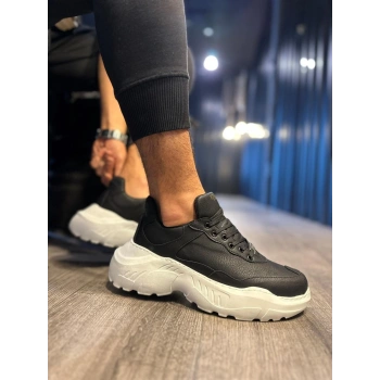 Yüksek Taban Günlük Ayakkabı N Siyah (Beyaz Taban)