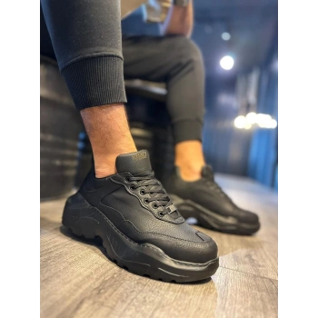 Yüksek Taban Günlük Ayakkabı N Siyah (Siyah Taban)