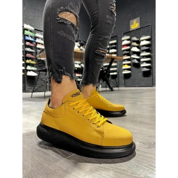Yüksek Taban Günlük Ayakkabı  Sarı (Siyah Taban)