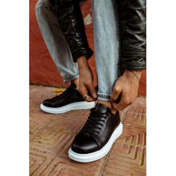 Yüksek Taban Günlük Ayakkabı  Siyah (Beyaz Taban)