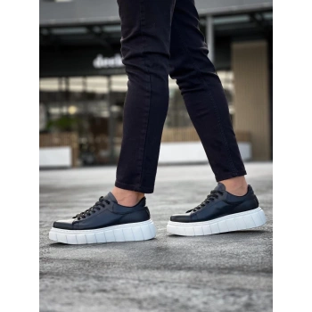 Yüksek Taban Günlük  Ayakkabı   Siyah (Beyaz Taban)