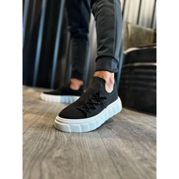 Yüksek Taban Günlük Ayakkabı  Siyah (Beyaz Taban)