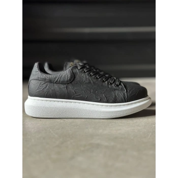 Yüksek Taban Günlük Ayakkabı  Siyah Beyaz Taban (Desenli)