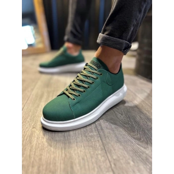 Yüksek Taban Günlük Ayakkabı  Yeşil (Beyaz Taban)