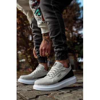 Yüksek Taban Günlük Süet Ayakkabı  Taş