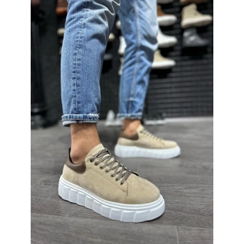 Yüksek Taban Günlük Süet Ayakkabı   Vizon Süet