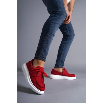 Yüksek Taban Mevsimlik Keten Ayakkabı  Kırmızı