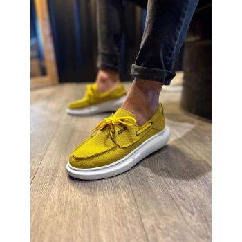 Yüksek Taban Mevsimlik Keten Ayakkabı  Sarı