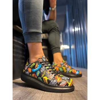 Yüksek Taban Renkli Baskılı Günlük Ayakkabı  Hot