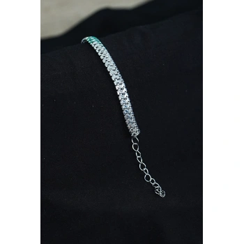 Unisex Tırtıl Model Gümüş Renk Künye Bileklik