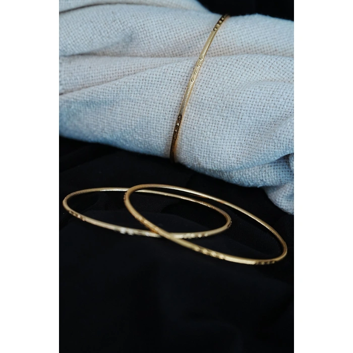 Ajda Bilezik Baklava Desenli 22 Ayar Kaplama 2 Adet