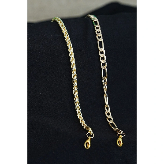 Kombin Bileklik Gold Renk Şavin ve Burgu Model