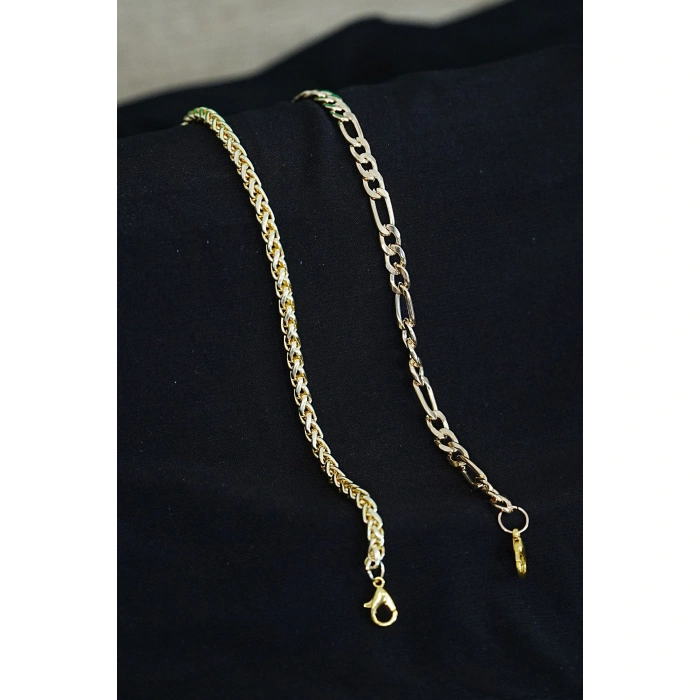 Kombin Bileklik Gold Renk Şavin ve Burgu Model